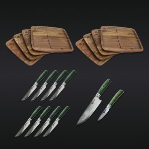 16pc Steak Knife and Bistecca Plate Set + 8 Chef’s Knife + 3.5 Paring Knife Bundle