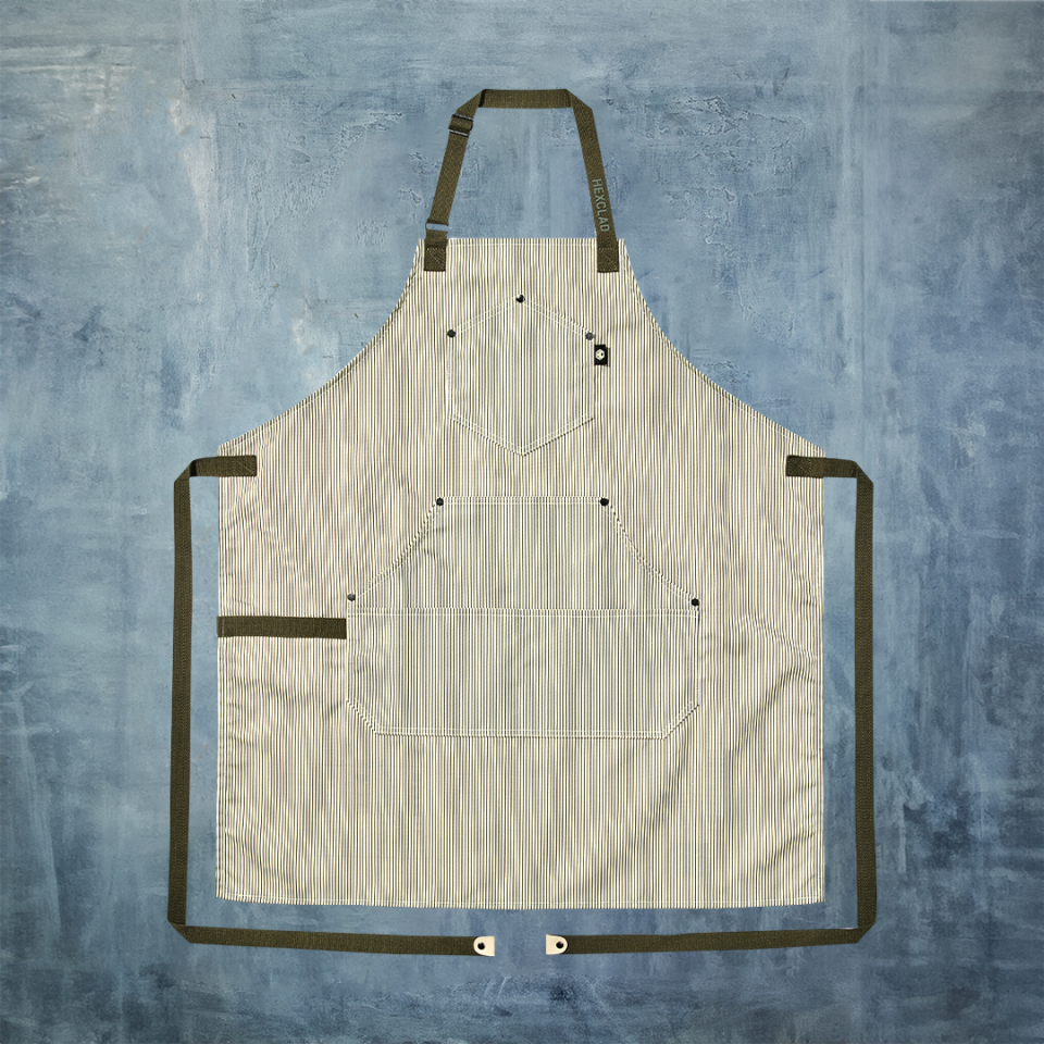 Eco Modern Apron (Classic Stripe. Forest)