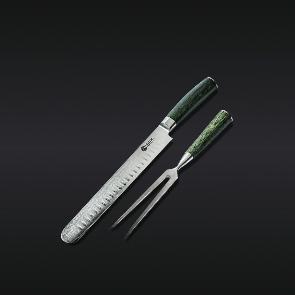 Damascus Steel Carving Set. 2pc