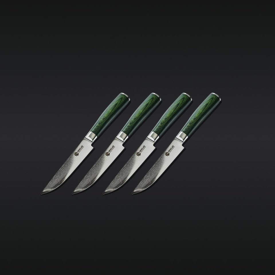 Damascus Steel Steak Knife Set. 4pc