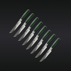Damascus Steel Steak Knife Set. 8pc