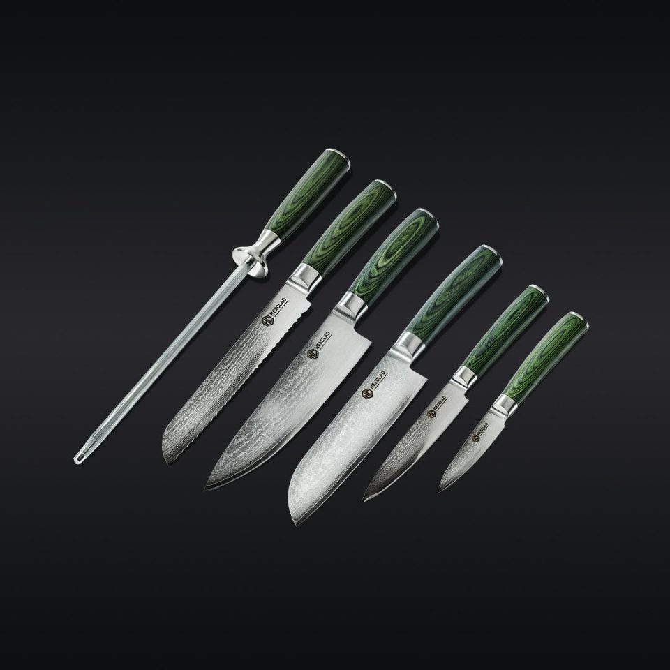 Essential Damascus Steel Knife Set. 6pc