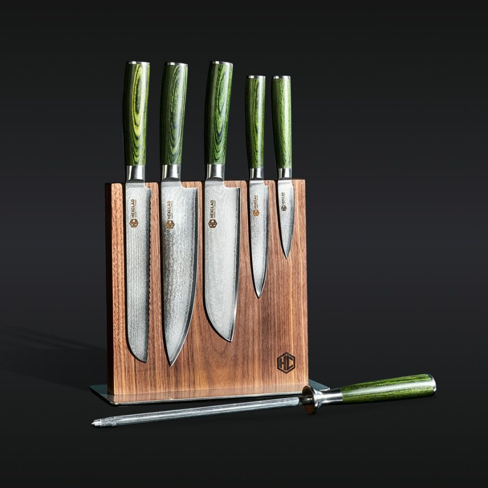 Damascus Steel Knife Set. 7pc