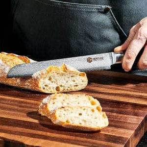 Damascus Steel Serrated Bread Knife. 8