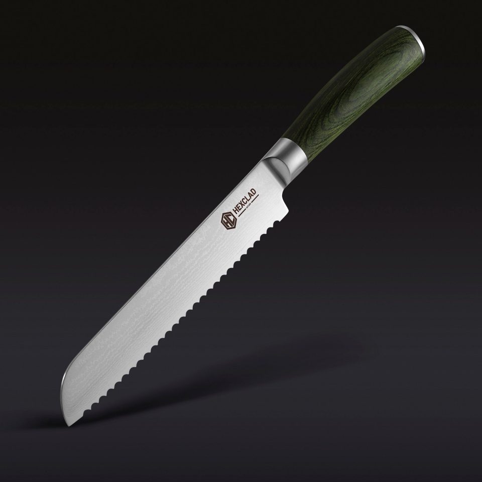 Damascus Steel Serrated Bread Knife. 8