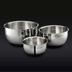 Stainless Mixing Bowl Set with Vacuum Seal Lids. 6pc