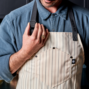 Eco Modern Apron (Pinstripe. Cream)