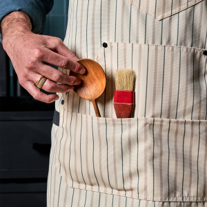 Eco Modern Apron (Pinstripe. Cream)